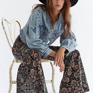 Free People black floral patterned super flares